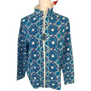Talbots New Womens Size 1X Blue & White Full-Zip Jacket With Pockets